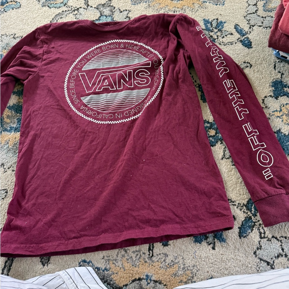 Vans Maroon Graphic Long Sleeve Tee